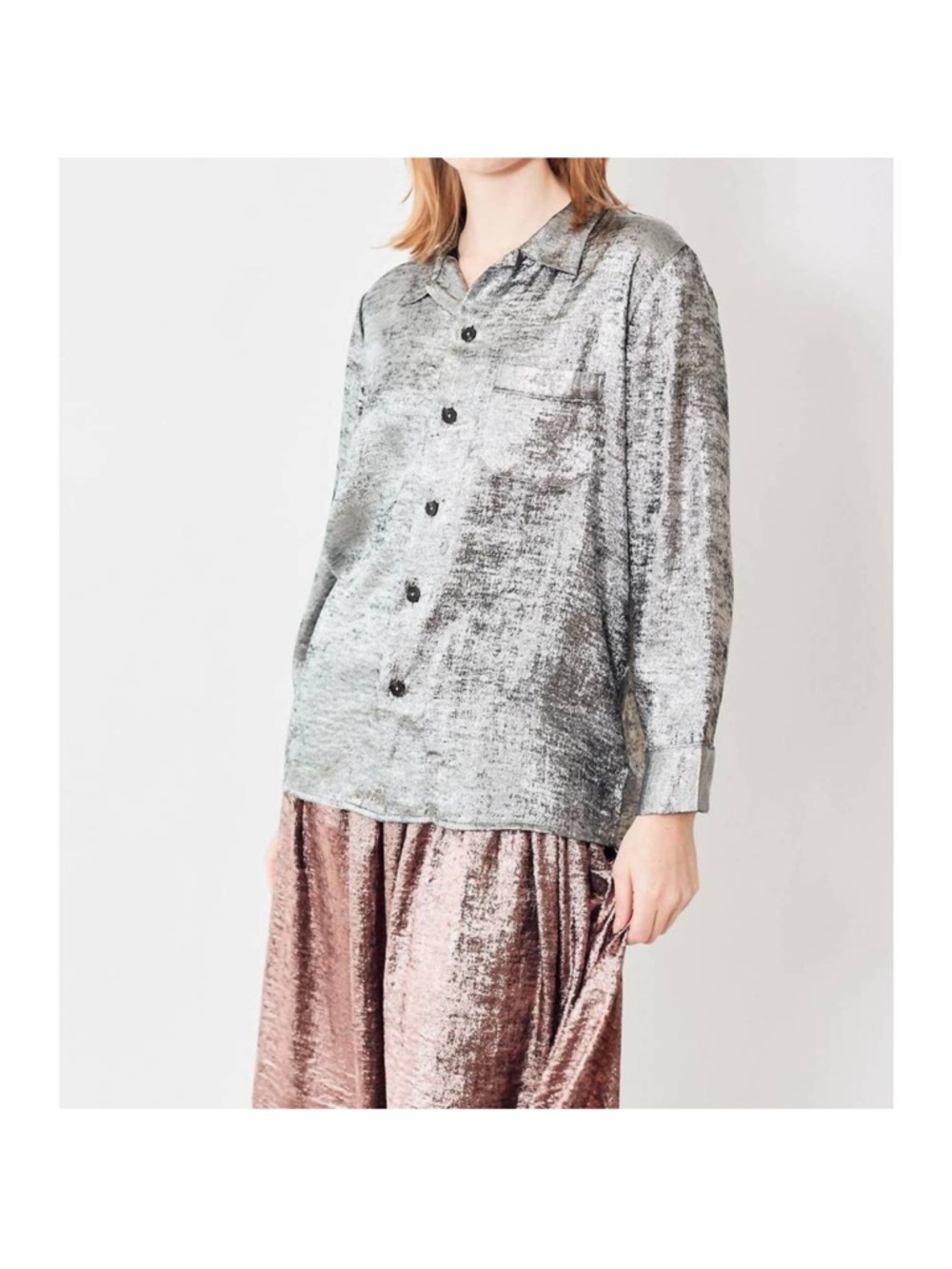 THE GREAT. bask top in silver size 1